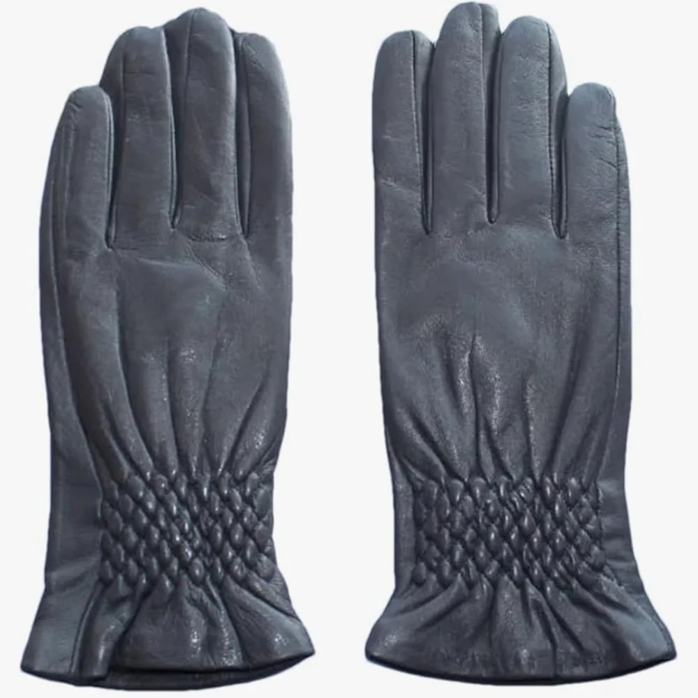 DSANE Women's leather/wool gloves in Dark grey Size XXL